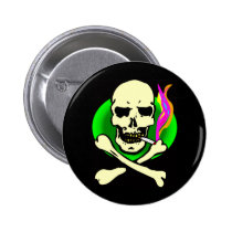 Head shop style skull and bones buttons