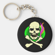 Head shop style skull and bones keychains