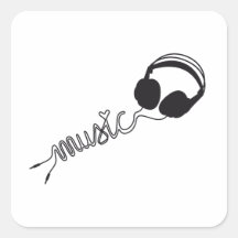 headphone silhouette with music and heart stickers