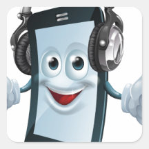 Headphones cell phone square sticker