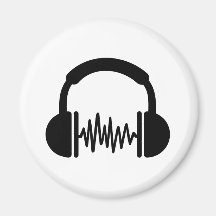 Headphones Frequency DJ Fridge Magnets