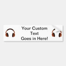 Headphones Grunge Faded Red Brown Graphic Bumper Stickers