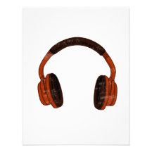 Headphones Grunge Faded Red Brown Graphic Personalized Invites