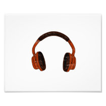Headphones Grunge Faded Red Brown Graphic Art Photo