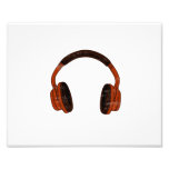 Headphones Grunge Faded Red Brown Graphic Art Photo