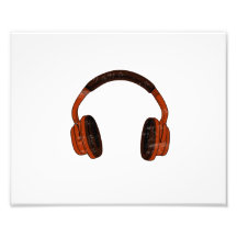 Headphones Grunge Faded Red Brown Graphic Art Photo