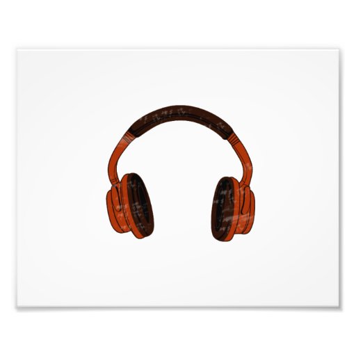 Headphones Grunge Faded Red Brown Graphic Art Photo