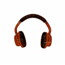 Headphones Grunge Faded Red Brown Graphic Acrylic Cut Out