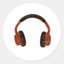 Headphones Grunge Faded Red Brown Graphic Stickers