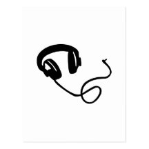 Headphones music post card