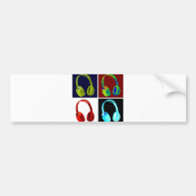 Headphones Pop Art Bumper Stickers