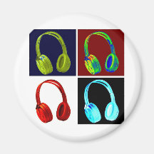 Headphones Pop Art Fridge Magnets