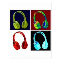 Headphones Pop Art Post Card