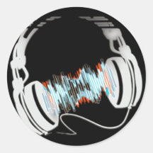 Headphones Round Stickers