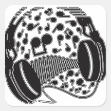 Headphones Square Sticker
