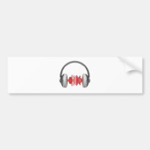 Headphones with sound waves bumper stickers