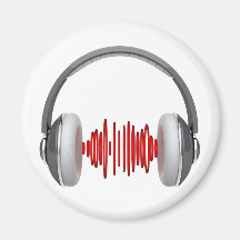 Headphones with sound waves fridge magnet