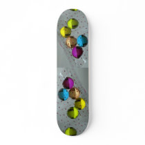 Health and beauty, colourful bath oil seeds skateboard deck