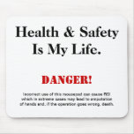 Health and Safety Joke Warning Sign Mousepad