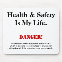 Health and Safety Joke Warning Sign Mousepad