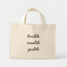 health wealth zealth canvas bags