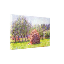 Heap of hay in the field by Claude Monet Stretched Canvas Print