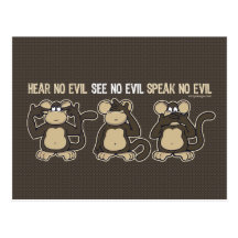 Hear No Evil Monkeys - New Post Cards
