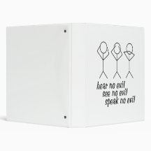 Hear No Evil Stick Figures 3 Ring Binders
