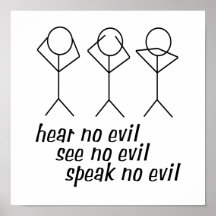 Hear No Evil Stick Figures Poster