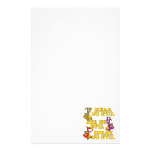 hear see speak no evil dragons cartoon personalized stationery