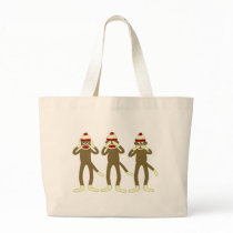 Hear, See, Speak No Evil Sock Monkeys Canvas Bags