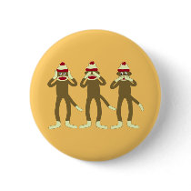 Hear, See, Speak No Evil Sock Monkeys Pins