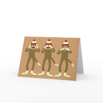 Hear, See, Speak No Evil Sock Monkeys Greeting Card
