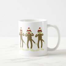 Hear, See, Speak No Evil Sock Monkeys Coffee Mugs