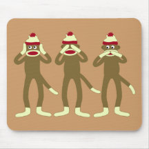 Hear, See, Speak No Evil Sock Monkeys Mouse Pad