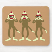 Hear, See, Speak No Evil Sock Monkeys Mouse Pad