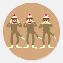Hear, See, Speak No Evil Sock Monkeys Sticker