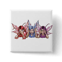 Hear, Speak, See No Evil Pinback Buttons