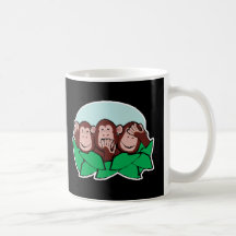 hear speak see no evil monkeys mugs