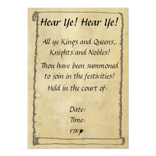 Hear Ye! Hear Ye! Scroll Invitations | Zazzle