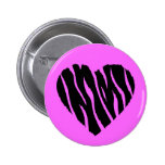 HEART35 ZEBRA HEART SHAPE LOVE GIRLY FUN PARTY BUTTON