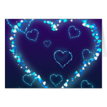 heart-28 DARK BLUE PURPLE FANTASY HEARTS GLITTER Greeting Card