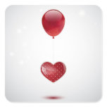 Heart and balloon square sticker