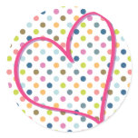 Heart and Colorful Dots Stickers