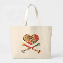 heart and crossbones retro flowers bag