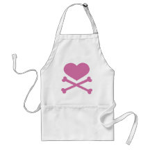 heart and crossbones soft pink apron