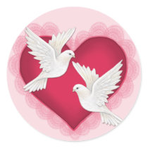 Heart and Doves - Pink Sticker