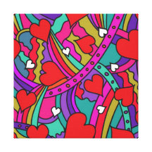 Heart and Rainbow Pattern Gallery Wrap Canvas