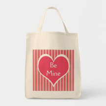 Heart and Stripes Valentine Tote Bag