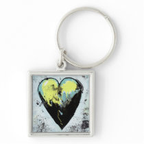 Heart art messy expressive scarred modern painting keychain